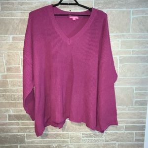 Woman Within Plus Size  Pink Cable knit sweater size 5X